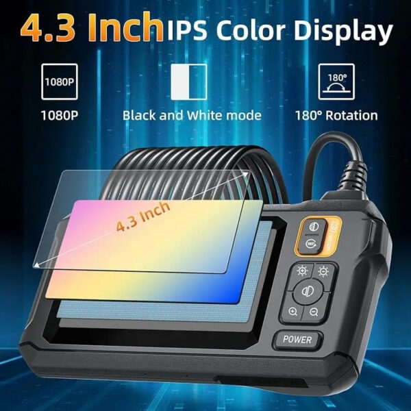 Industrial Endoscope 8mm HD1080P 4.3inch IPS Screen 1080P Pipe Inspection Camera for Car Repair IP67 Waterproof 8 LEDS
