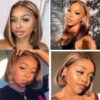b91bbd09e50373b2 Highlight Straight Lace Front Wig Brazilian Short Bob Human Hair Wigs On Sale Clearance