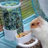 b91cad8ea90e33e6 Pet Feeder Automatic,Bird Hamster Small Animal Feeder, Automatic Feeding Device Dispenser for Hamster Bird Pigeon Parrots Mini Hedgehog with Holder (5.90x2.83x6.10in)