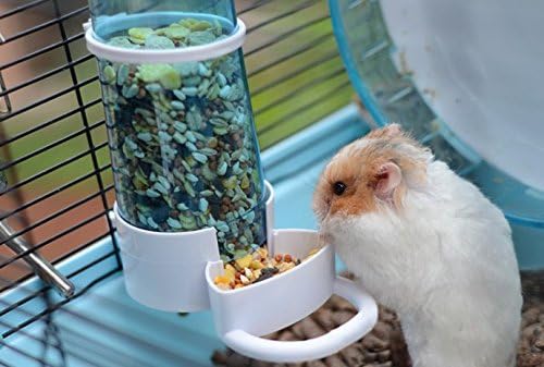 b91cad8ea90e33e6 Pet Feeder Automatic,Bird Hamster Small Animal Feeder, Automatic Feeding Device Dispenser for Hamster Bird Pigeon Parrots Mini Hedgehog with Holder (5.90x2.83x6.10in)