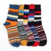 b925a10443868cb6 HOYOLS Men's Dress Casual Colorful Stripe Cotton Patterned Business Long Soc