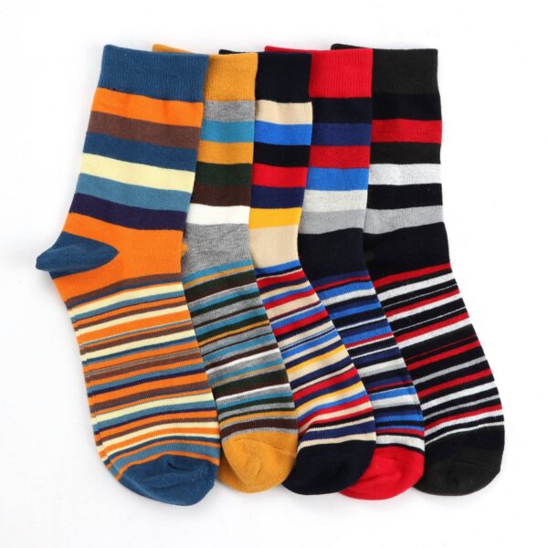 b925a10443868cb6 HOYOLS Men's Dress Casual Colorful Stripe Cotton Patterned Business Long Soc