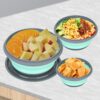 3 Pieces Silicone Folding Bowls with Lid Foldable Lunch Box Portable Salad Bowl Sets
