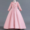 b938dc484cb01c27 Children’s wear Autumn Girls Princess Satin cloth Embroidered long Sleeve Kids Dresses for Party Wedding Dress