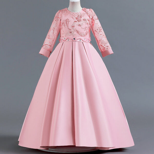 b938dc484cb01c27 Children’s wear Autumn Girls Princess Satin cloth Embroidered long Sleeve Kids Dresses for Party Wedding Dress