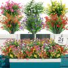 b946247aef2019f5 24 Bundles Artificial Flowers for Outdoor,No Fade Fake Plastic Flowers Faux Plants for Decoration Hanging Planters Indoor Outside Garden Porch Window Box Home Wedding Farmhouse