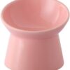 White Small Ceramic Raised Cat Bowls, Tilted Elevated Food or Water Bowls, Stress Free, Backflow Prevention, Dishwasher and Microwave Safe, Lead & Cadmium Free
