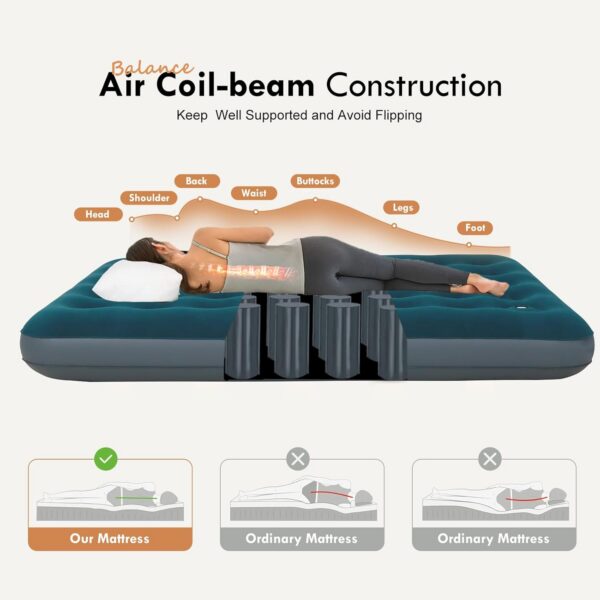 Single Size Camping Air Mattress with Built in Foot Pump, Inflatable Bed Blow Up Mattress Sleeping Pad
