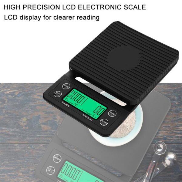 1pc Black 0.1g Coffee Dropping With Timer Digital Kitchen High Precision LCD Scale