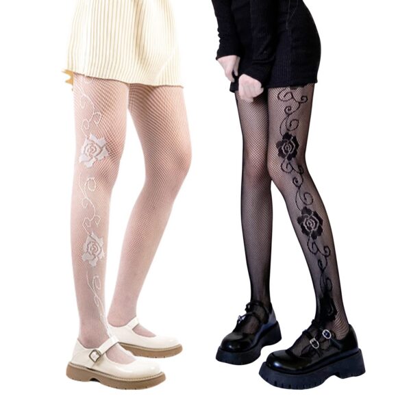 SERAPHY Women's Patterned Tights Fishnet Floral Sexy Pantyhose Stockings Leggings for Party Club, 2 Pairs