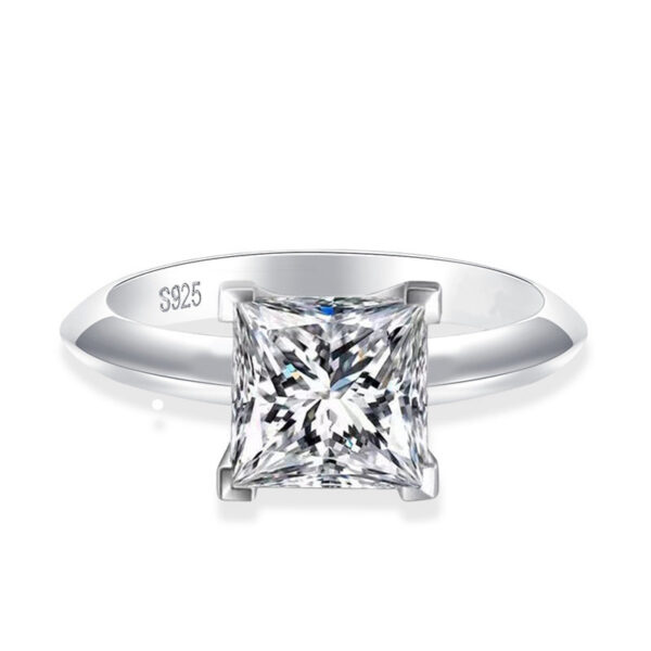 Tezzc 1ct 2ct Princess Cut Moissanite Lab Ring For Women Sterg Sier Pass Dia Test Bands Party Wedding Rings
