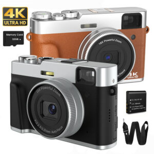 4K Digital Auto Focus 48MP Vlogging for YouTube and Anti-Shake Video Camera with Viewfinder Flash & Dial