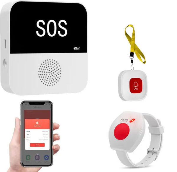 Wireless WiFi Caregiver Pager Call Button Emergency SOS Medical Alert System for Seniors Patients Elderly At Home
