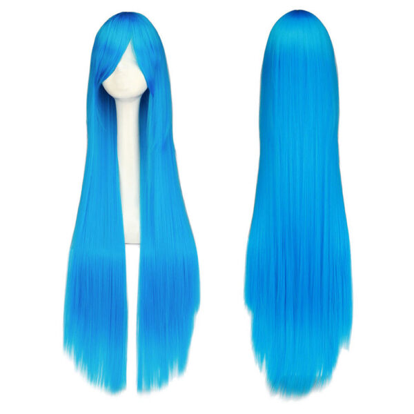 Long Straight Cosplay Wig Purple Black Red Pink Blue Dark Brown 100 Cm Synthetic Hair Wigs