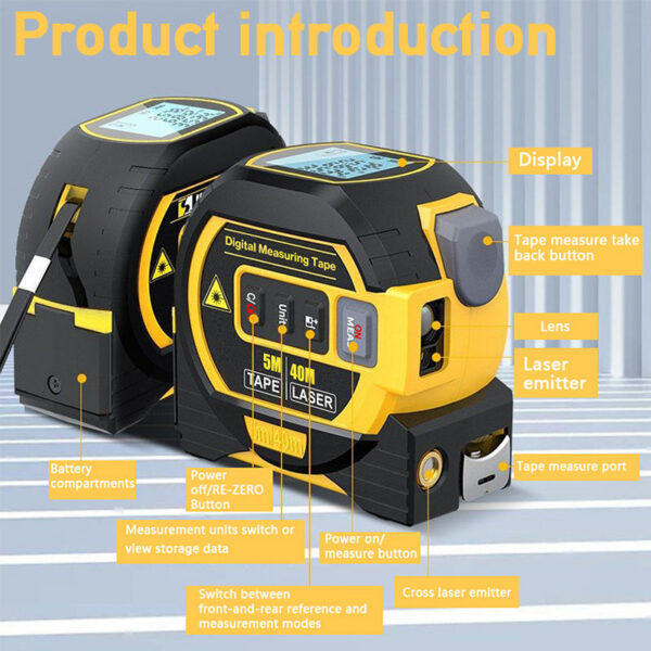 b9ad1cafbc6c5b5e Intelligent 3In1 Measure Rangefinder High-precision Digital Laser Tape Range Finder Measuring Instrument Level
