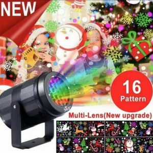 b9e25047eb4cbbf5 1pc Snowflake Projector,USB Powered Rotating Pattern LED Stage Lights,Outdoor Night Lighting Christmas Decor