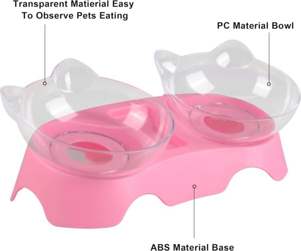 MILIFUN Cat Bowls, Cat Food Bowls Elevated Tilted, Anti Vomiting Kitty Bowls for Puppy and Bunny, Orthopedic Cat Bowls for Indoor Cats. (Pink)