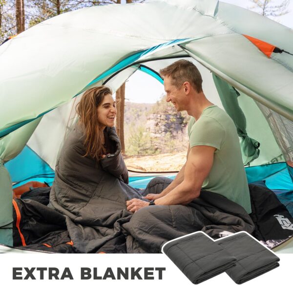 b9f44a23e99f853c HEYTRIP Double Sleeping Bag with Blanket - Queen Size Two Person Sleeping Bag for Couples - 20 Degree Rated for Camping