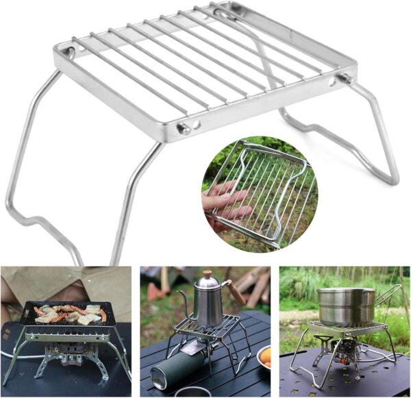 b9fc41cdced05b99 OAJABBGE Klappbarer Lagerfeuer Grill Herd Ständer Edelstahl Camping Feuer Kochgestelle Grill Herd Ständer Für Outdoor Camping Wandern