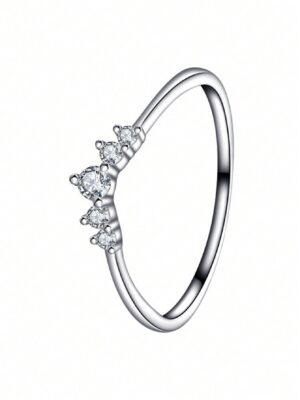 ba06f78a51a865e1 New 100% S Sterling Sier European and American Fashion Crown Diamond Versatile Forest Style Women's Zircon Ring
