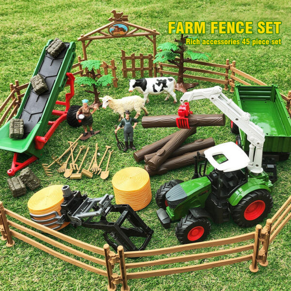 ba079d0ac8103d04 Farmer Harvester Set 1:24 Diecast Pull Back Sliding Tractor Vehicle Model Simulation Transport Engineering Car Children Toys