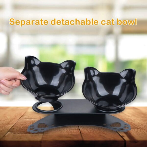 ba0e1abffd6b80e9 Anti Vomiting Cat Bowls - Elevated Tilted 15° Cat Food Bowl, Raised Plastic Cat Dishes with Non-Slip Rubber Base Stand Kitty Bowl for Cats (White)