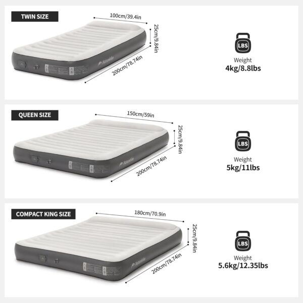 Naturehike Air Mattress with Built in Pump and Pillow, Gray (Narrow King-78.74 x 70.9in)