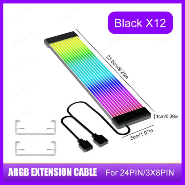 ba2affc3d52fac61 5V 3Pin ARGB Sync PC 8/24PIN Motherboard Power Extension Flexible LED Strip Light DIY Kit Video Card 8Pin 6PIN Cable