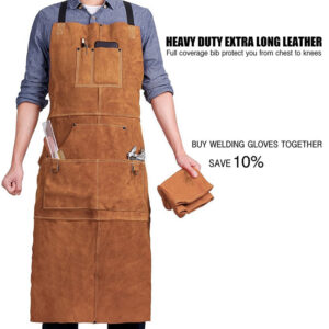 ba3d62406271c1fa Synthetic Leather Welding Heat Flame-Resistant Heavy Duty Work Forge Apron With 6 Pockets 42Inch Large