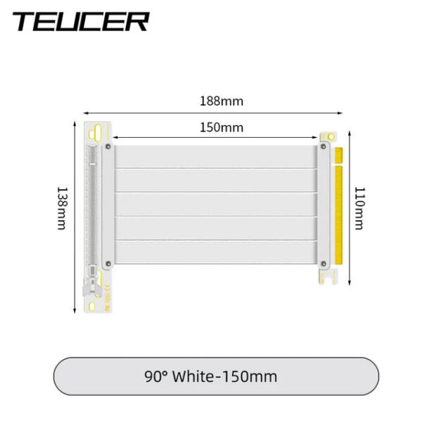 ba3d6835935b9c19 TEUCER PCI-E 4.0 X16 Riser Cable Video Card Shielded Flexible 90° Mounting GPU Extension Cord Black/White