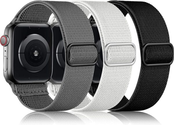 ba5c16cf05824204 DaQin 3 Pack Elastic Bands Compatible with Apple Watch Band 45mm 44mm 49mm 42mm 41mm 40mm 38mm Women Men, Soft Nylon Solo Loop Straps for Apple Watch SE iWatch Series 9/8/7/6/5/4/3/2/1/Ultra/Ultra 2