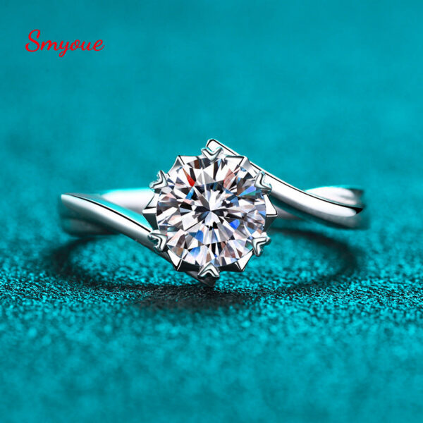 ba6bad08c0014a62 Smyoue 0.3-2 Carat 100% Real Moissanite Ring for Women White Gold Plated S Solid Sier Simulated Diamond Wedding Band