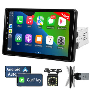 9 Inch Stereo Single Din Radio Apple Carplay and Android Auto,Touch Screen Bluetooth Car Audio with Backup Camera