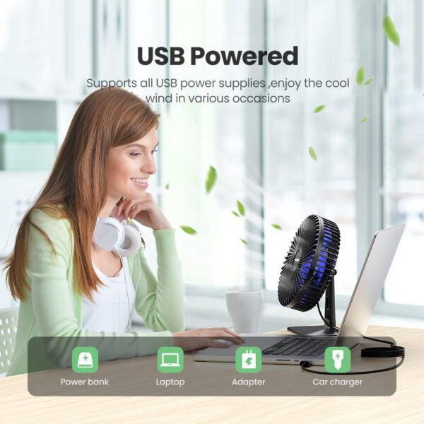 GAIATOP Portable USB 90° Adjustable Coog Fan Mute 4 Speed Adjustment Ultra Quiet Suitable For Home Desk Office