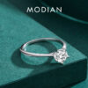 ba9174a29106d276 Modian Sterling Sier Simple Round Clear CZ Classic Wedding Engagement Simulated Diamond Band Rings For Women Fine Jewelry