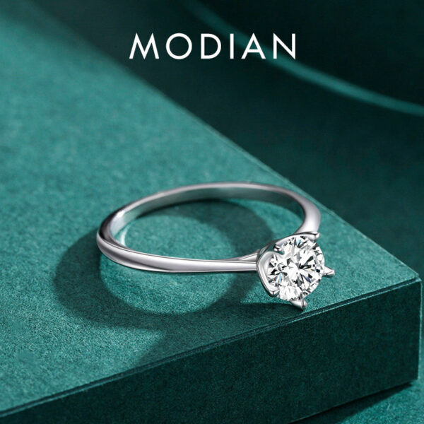 ba9174a29106d276 Modian Sterling Sier Simple Round Clear CZ Classic Wedding Engagement Simulated Diamond Band Rings For Women Fine Jewelry