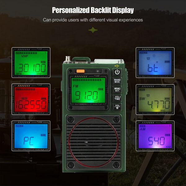 Retekess TR111 Portable Radios AM FM Mini Ham Shortwave Emergency Amateur Radio Multiband SW VHF WB Alarm Clock