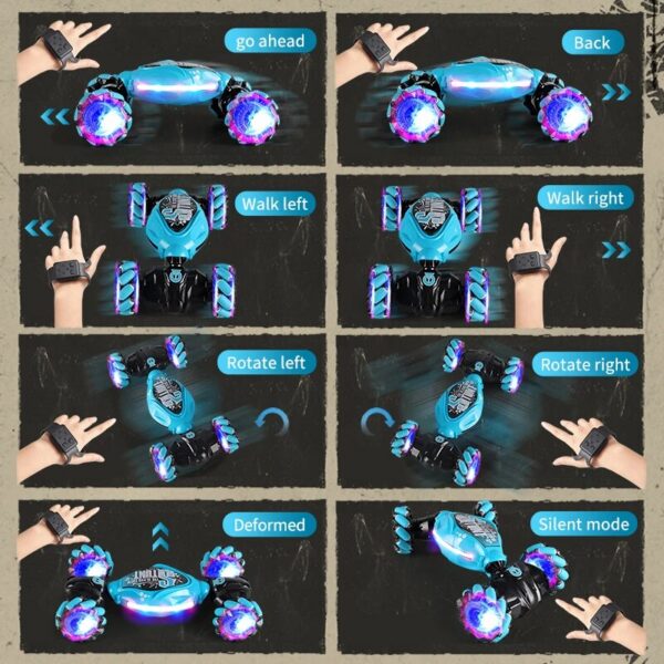 baa19bd7fb779562 4WD 1:16 Stunt RC With LED Light Gesture Induction Deformation Twist Climbing Radio Controlled Car Electronic Toys for Kids