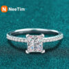 baa2963fe8097aaf NeeTim 1ct 2ct Princess Moissanite Engagement Ring for Women D VVS1 Dia Proposal Bridal Rings Sterg Sier Wedding Band