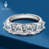 5 Stones 3.6CT All Moissanite Rings for Women Plated Sterling Sier Wedding Band Sparkling Diamonds Fine Jewelry GRA