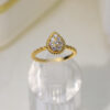 2024 Pure Sterling Sier Jewelry Women Single Water Drop Ring Diamond Wedding Engagement High Quality Fine Design