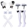 Anime French Maid Apron Lolita Fancy Dress Cosplay Costume Furry Cat Ear Gloves Socks Set(2XL)