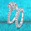 Smyoue Plated 0.6-4.2CT All Moissanite Rings for Women Sparkly Wedding Diamond Band Sterling Sier Jewelry GRA