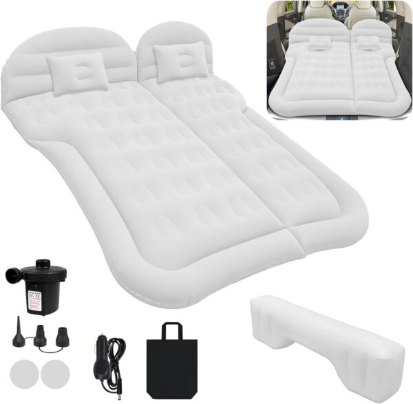 Auto Luftmatratze SUV Aufblasbare Matratze mit Pumpe MPV Air Bett Camping Auto Kissen Dickere Rücksitz Luftmatratze mit Zwei Kissen Für Camping Reisen Hinterhof Strand