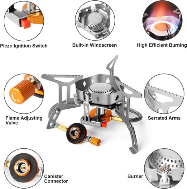 bb12a97ab3f6839a Odoland 3500W Windproof Camping Gas Stove Portable Collapsible Outdoor Camping Stove with Piezo Ignition Backpacking Stove for Outdoor Cooking Hiking Picnic and Camping Grey