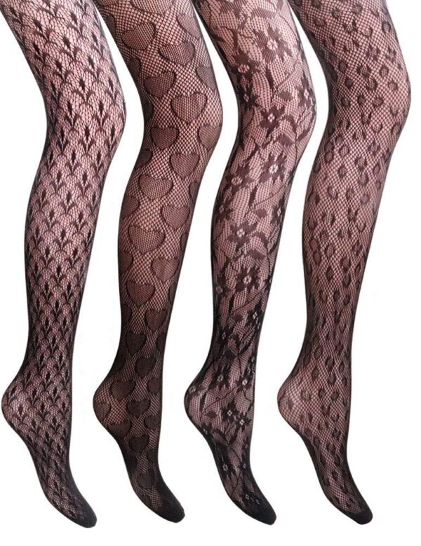 VERO MONTE Women Patterned Fishnet Tights Black Fishnets Net Stockings Pantyhose