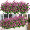 bb30318dc55c8488 24 Bundles Outdoor Artificial Flowers UV Resistant Fake Boxwood Plants, Faux Greenery for Indoor Outside Hanging Plants Garden Porch Window Box Home Wedding Farmhouse Décor (Magenta)