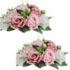 NUPTIO Flower Balls for Wedding Centerpieces - 2 Pcs 9.5 inch Diameter Fake Flower Ball Arrangement Bouquet Party Centerpieces for Tables - Dusty Blue Rose Bouquet Centerpiece Flowers for Table