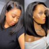 Brazilian Front Human Hair Short Bob Wig Pre Plucked Natural Color 4x4 Part Lace Wigs For Women