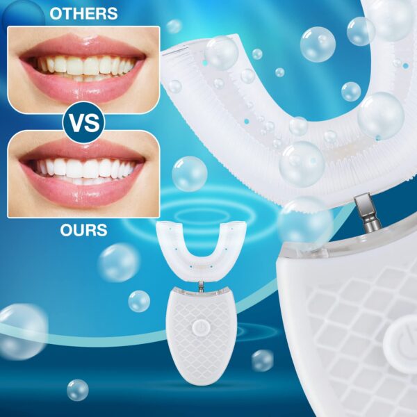 Romooa 2 Pieces Ultrasonic Electric Toothbrush Adults U Shaped Automatic Toothbr